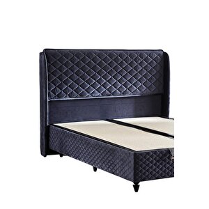 Baklava Lüks Baza Ve Başlık Seti 160x200 Cm Çift Kişilik Metal Baza Ve Başlık Takımı Antrasit Kumaş 160x200 cm