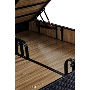 Hades Yatak Baza Ve Başlık Seti 150x200 Cm Çift Kişilik Paket Yaylı Lüks Yatak Koyu Gri Baza Başlık