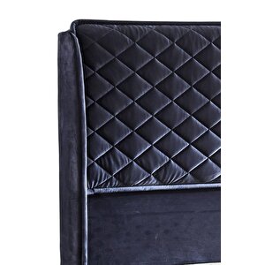 Baklava Lüks Baza Ve Başlık Seti 140x190 Cm Çift Kişilik Metal Baza Ve Başlık Takımı Antrasit Kumaş