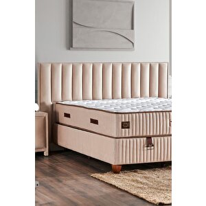 Hades Başlık 140 Cm Çift Kişilik Yatak Başlığı - Krem Babyface Kumaşlı Lüks Baza Başlığı 140 cm