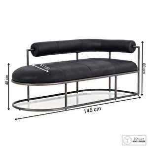 Lingua Modern Divan Suni Deri Yatak Ucu Oturma Bankı Makyaj Oturağı Metal Ayaklı Sırtlıklı Puf Bench