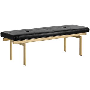 Raginta Dekoratif Yatak Ucu Oturma Bankı Makyaj Oturağı Suni Derili Gold Metal Ayaklı Puf Bench