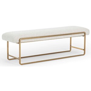 Strom Yatak Ucu Oturma Bankı Makyaj Oturağı Metal Ayaklı Krem Puf Bench Montajsız Oturak