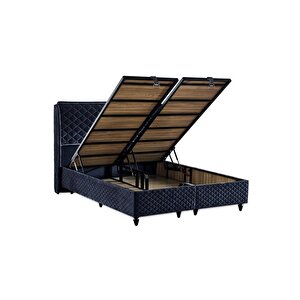 Baklava Lüks Baza Ve Başlık Seti 90x190 Cm Tek Kişilik Metal Baza Ve Başlık Takımı Antrasit Kumaş 90x190 cm