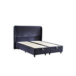 Baklava Lüks Baza Ve Başlık Seti 90x190 Cm Tek Kişilik Metal Baza Ve Başlık Takımı Antrasit Kumaş