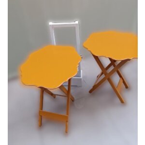 Çanta Zigon 90076 Sehpa Yonca Model 2 Li Tk Ahşap Mdf Hardal Renk Uyum El Yapım