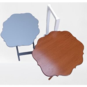 Çanta Zigon 90078 Sehpa Yonca Model 2 Li Tk Ahşap Mdf Gri Ceviz Renk Uyum El Yapı