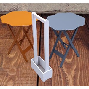 Çanta Zigon 90077 Sehpa Yonca Model 2 Li Tk Ahşap Mdf Gri Hardal Renk Uyum Elyapı