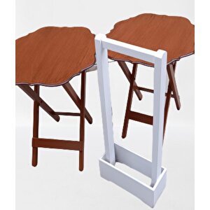 Çanta Zigon 90080 Sehpa Yonca Model 2 Li Tk Ahşap Mdf Parlak Ceviz Renk Kutu Sevk