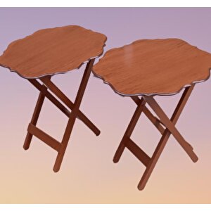 Çanta Zigon 90080 Sehpa Yonca Model 2 Li Tk Ahşap Mdf Parlak Ceviz Renk Kutu Sevk