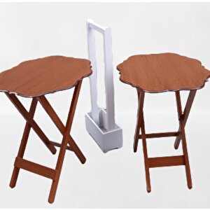 Çanta Zigon 90080 Sehpa Yonca Model 2 Li Tk Ahşap Mdf Parlak Ceviz Renk Kutu Sevk
