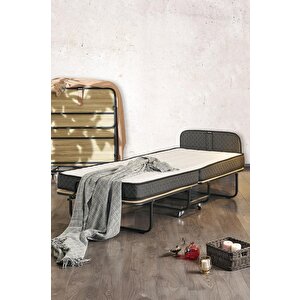 Premium Katlanır Yatak 90x200 Cm Paket Yaylı Lüks Yatak Ve Kaydırmaz Kumaş Kaplı Karyola 90x200 cm