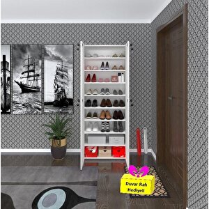 Ayakkabılık Ayakkabı Dolabı Kilitli Be Real Byz 180*70*32 Kapaklı Arkalıklı Ofis Dolabı Iki Bölme + Tekli Duvar Rafı Hedi