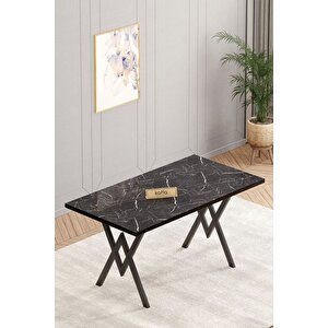 İnala Siyah 70x120 Sabit Mutfak Masası Yemek Masası Masa Sandalye Takımı 4 Siyah Sandalye