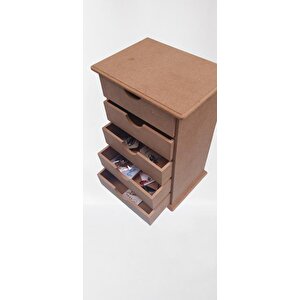 Hobi Erdl 90038 Dekoratif Takı Şifonyeri 5 Çekmece Model  Ham Ahşap Mdf El Yapımı