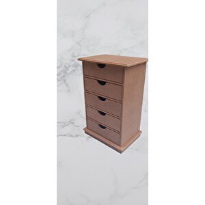 Hobi Erdl 90038 Dekoratif Takı Şifonyeri 5 Çekmece Model  Ham Ahşap Mdf El Yapımı