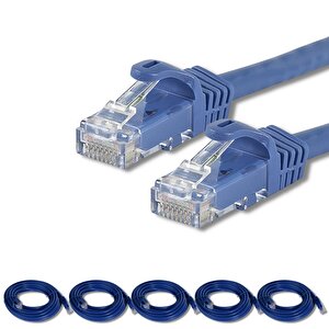 Irenis 5 Adet 3 Metre Cat7 Kablo Ethernet Network İnternet Lan Kablosu Mavi