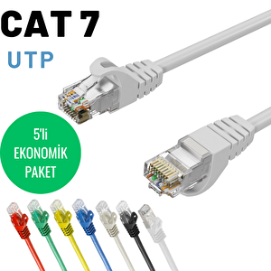 Irenis 5 Adet 50 Cm Cat7 Kablo Ethernet Network İnternet Lan Kablosu Beyaz