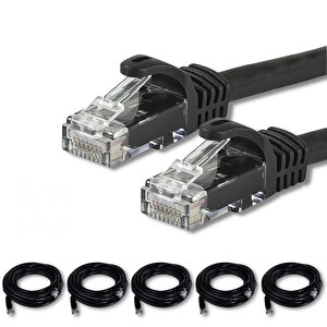 Irenis 5 Adet 25 Cm Cat7 Kablo Ethernet Network İnternet Lan Kablosu Siyah