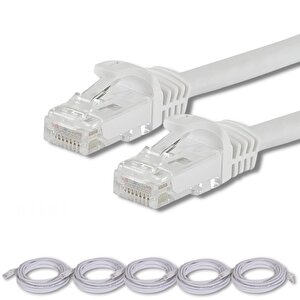 Irenis 5 Adet 25 Cm Cat7 Kablo Ethernet Network İnternet Lan Kablosu Beyaz