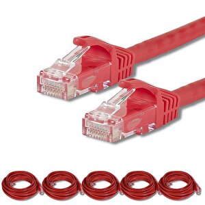 Irenis 5 Adet 25 Cm Cat7 Kablo Ethernet Network İnternet Lan Kablosu Kırmızı