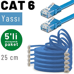 Irenis 5 Adet 25 Cm Cat6 Kablo Yassı Ethernet Network Lan Ağ İnternet Kablosu