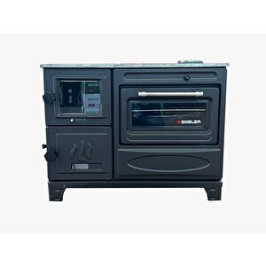 Çift Camlı Modern Kuzine Fırınlı Döküm Soba Ss-5314