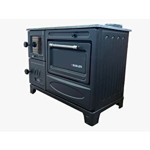 Çift Camlı Modern Kuzine Fırınlı Döküm Soba Ss-5314