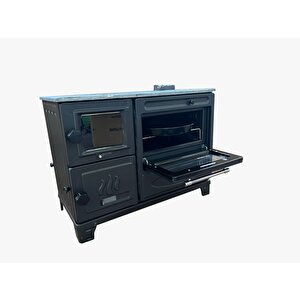 Çift Camlı Modern Kuzine Fırınlı Döküm Soba Ss-5314