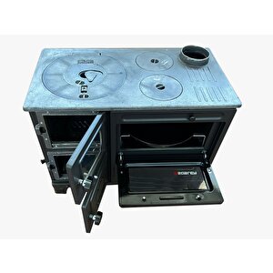 Süsler Çift Camlı Modern Kuzine Fırınlı Döküm Soba Ss-5314