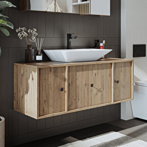 Gusto Ayaksız Lavabolu Mdf 120 Cm Çekmeceli Banyo Dolabı Atlantik Çam
