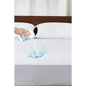 200x200 Cm Çift Kişilik Battal Boy Fitted (geçmeli) Sıvı Geçirmez Alez Pamuklu Yatak Koruyucu 200x200 cm
