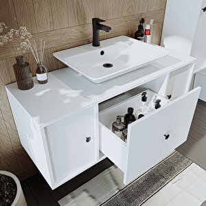 Roomart Gusto Ayaksız Lavabolu Mdf 120 Cm Çekmeceli Banyo Dolabı