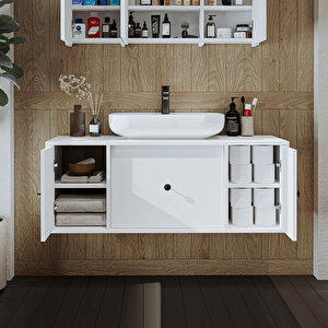 Roomart Gusto Ayaksız Oval Lavabolu Mdf 120 Cm Çekmeceli Banyo Dolabı