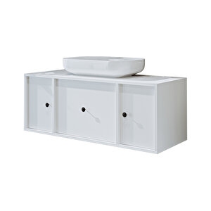 Roomart Gusto Ayaksız Oval Lavabolu Mdf 120 Cm Çekmeceli Banyo Dolabı