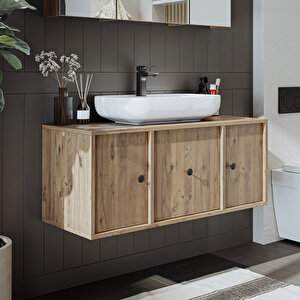 Roomart Ayaksız Oval Lavabolu Mdf 105 Cm Çekmeceli Banyo Dolabı
