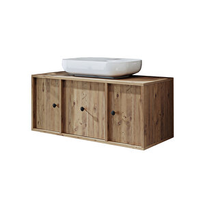 Roomart Ayaksız Oval Lavabolu Mdf 105 Cm Çekmeceli Banyo Dolabı
