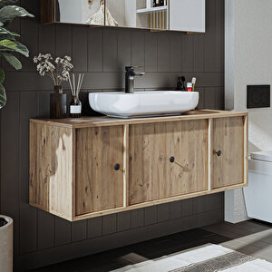 Roomart Gusto Ayaksız Oval Lavabolu Mdf 120 Cm Çekmeceli Banyo Dolabı