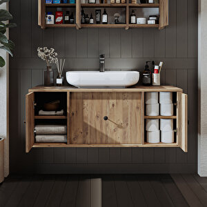Roomart Gusto Ayaksız Oval Lavabolu Mdf 120 Cm Çekmeceli Banyo Dolabı