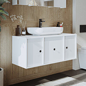 Roomart Ayaksız Oval Lavabolu Mdf 105 Cm Çekmeceli Banyo Dolabı