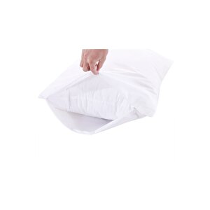 2 Li Sıvı Geçirmez Yastık Alezi Pamuklu Fermuarlı 50x70 Beyaz