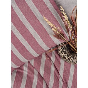 Ribbed Çift Kişilik Nevresim Takımı Bande Bordo