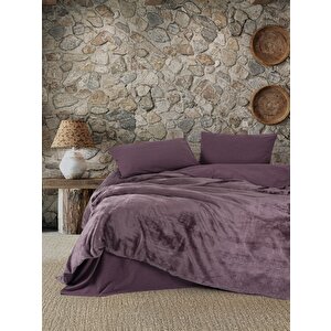 Velvet Çift Kişilik Nevresim Takımı Flossy Mürdüm