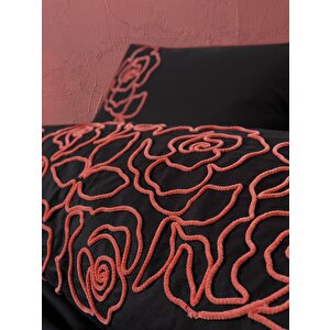 Nakışlı Ranforce Çift Kişilik Nevresim Takımı Rosen Mercan