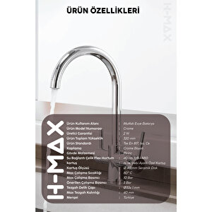 Gümüş Kaplamalı Arıtma Çıkışlı 3 Yollu Kuğu Musluk Mutfak Eviye Bataryası