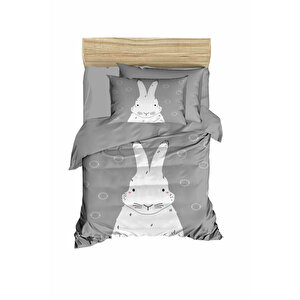 Yenidoğan Kız / Erkek Unisex Bebek Nevresim Takımı 3d Pamuklu Gri Tavşan