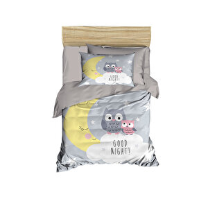 Yenidoğan Kız / Erkek Unisex Bebek Nevresim Takımı 3d Pamuklu Good Night Gri