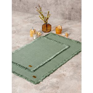 Bath Rug Set Yeşil 75x125 60x90