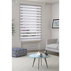 Beyaz Geniş Piliseli Zebra Perde 90x220 cm