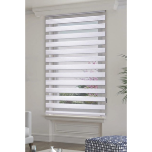 Beyaz Geniş Piliseli Zebra Perde 50x220 cm